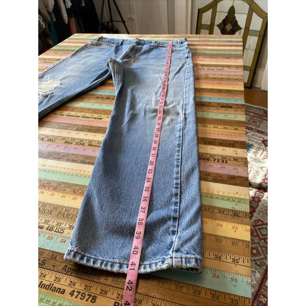 Vintage Levis Jeans 505 Mens 38x30 Blue 90s Denim 505 Distress Fade Classic